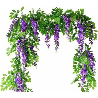 SNQ - Glicine Artificiale - 2 pezzi - Fiori di seta - Viti SNQ - Glicine Artificiale - 2 pezzi - Fiori di seta - Viti