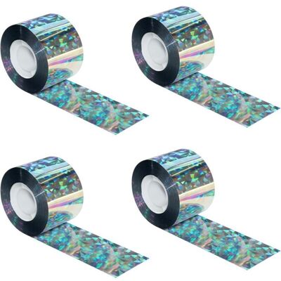TEHTUY Bird Repellent Tape, 4 Rolls of 2.4cm x 80m Reflective Double-Sided Bird Repellent Tape, Pigeon Scare Tape, for Gardens and Orchards TEHTUY Bird Repellent Tape, 4 Rolls of 2.4cm x 80m Reflective Double-Sided Bird Repellent Tape, Pigeon Scare Tape, for Gardens and Orchards