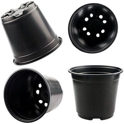 STORM TRADING GROUP 10 x 1L Black Round Plastic Flower Plant Pots With Drainage Holes & Strong Reinforced Rims STORM TRADING GROUP 10 x 1L Black Round Plastic Flower Plant Pots With Drainage Holes & Strong Reinforced Rims