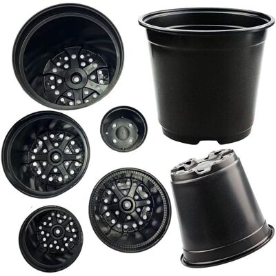 STORM TRADING GROUP 50 x 1L Black Round Plastic Flower Plant Pots With Drainage Holes & Strong Reinforced Rims STORM TRADING GROUP 50 x 1L Black Round Plastic Flower Plant Pots With Drainage Holes & Strong Reinforced Rims