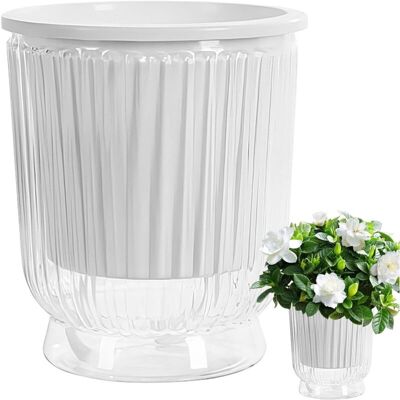 CCYKXA Self-Watering Indoor Pots, 12cm Plastic Flower Pots with Self-Watering Mechanism, Cotton Wick, and Water Storage Space for Indoor and Outdoor CCYKXA Self-Watering Indoor Pots, 12cm Plastic Flower Pots with Self-Watering Mechanism, Cotton Wick, and Water Storage Space for Indoor and Outdoor