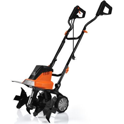 COSTWAY Electric Tiller and Cultivator Mini Cultivator with Foldable Handle-Orange COSTWAY Electric Tiller and Cultivator Mini Cultivator with Foldable Handle-Orange