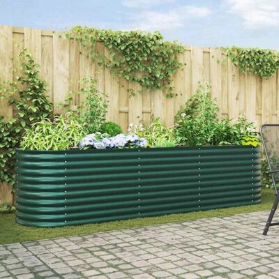 vidaXL Garden Raised Bed Green Steel 320x80x81cm vidaXL Garden Raised Bed Green Steel 320x80x81cm