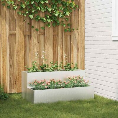 vidaXL Garden Plant Stainless Steel 100 x 60 x 45 cm Durable Silver - Plant Stand vidaXL Garden Plant Stainless Steel 100 x 60 x 45 cm Durable Silver - Plant Stand