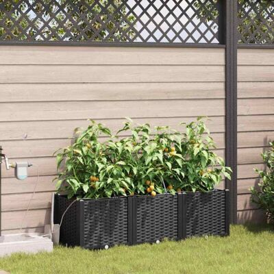 VdXl Garden Planters with Irrigation System - 3 pcs Black VdXl Garden Planters with Irrigation System - 3 pcs Black