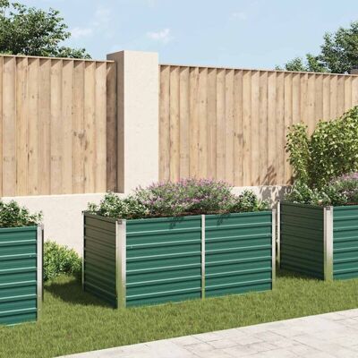 vidaXL Raised Garden Bed 160x80x77 cm Galvanised Steel Green - Raised Garden Bed vidaXL Raised Garden Bed 160x80x77 cm Galvanised Steel Green - Raised Garden Bed