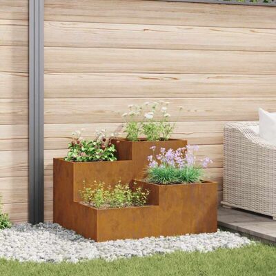 Vidaxl Envejecido Corten Steel Square Planter - Planter Vidaxl Envejecido Corten Steel Square Planter - Planter