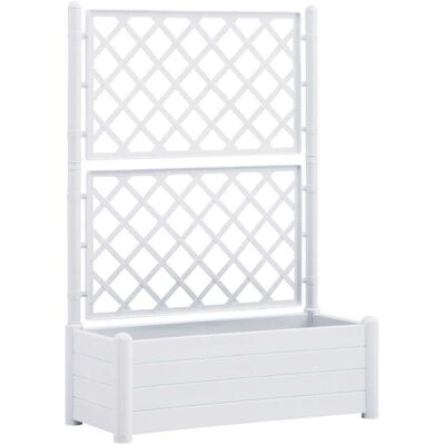 vidaXL White Garden Planter with Trellis - Garden Planter vidaXL White Garden Planter with Trellis - Garden Planter