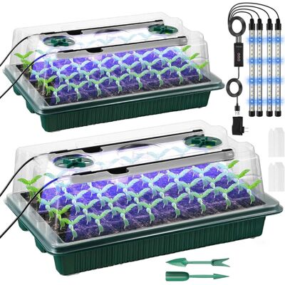TEHTUY Greenhouse Plant Kit, 2 Pieces 40 Cells Seed Tray, Growing Greenhouse Kit with Adjustable LED Brightness, Adjustable Temperature and Humidity, TEHTUY Greenhouse Plant Kit, 2 Pieces 40 Cells Seed Tray, Growing Greenhouse Kit with Adjustable LED Brightness, Adjustable Temperature and Humidity,