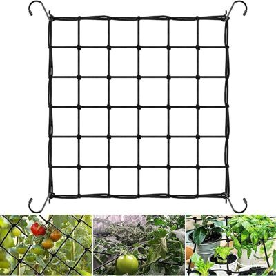 TEHTUY Grow Tent Net, 60 x 60 cm, Grow Tent Trellis Net, Support Net, Elastic Mesh Trellis with 4 Hooks for Plants, Vegetables, Fruits, Flowers TEHTUY Grow Tent Net, 60 x 60 cm, Grow Tent Trellis Net, Support Net, Elastic Mesh Trellis with 4 Hooks for Plants, Vegetables, Fruits, Flowers