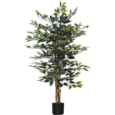 HOMCOM Artificial Ficus Tree with Lifelike Leaves and Natural Trunks Green HOMCOM Artificial Ficus Tree with Lifelike Leaves and Natural Trunks Green