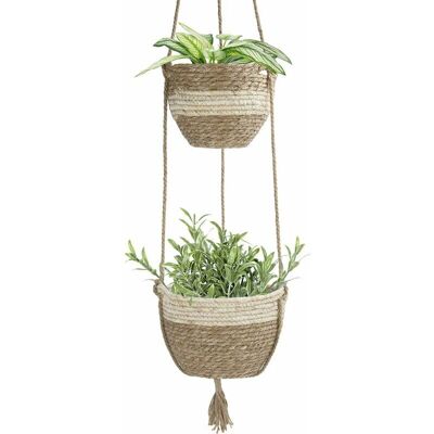Hoopzi - Indoor hanging flower basket, natural seaweed flowerpot, beige Hoopzi - Indoor hanging flower basket, natural seaweed flowerpot, beige
