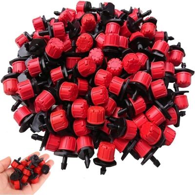 TORMATOR Irrigation Drippers, 100 Pcs Adjustable Irrigation Drippers, Micro Flow Drip Head, for Flower Beds, Gardens, Lawns, Red TORMATOR Irrigation Drippers, 100 Pcs Adjustable Irrigation Drippers, Micro Flow Drip Head, for Flower Beds, Gardens, Lawns, Red