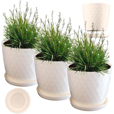 KADAX 3x Flower pot 25cm Cover Cream Stand - Flower Pot KADAX 3x Flower pot 25cm Cover Cream Stand - Flower Pot
