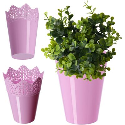 Kadax Plant Pot Cover - Elegant Lace Design, 16.5cm Pink - Plant Support Container Kadax Plant Pot Cover - Elegant Lace Design, 16.5cm Pink - Plant Support Container