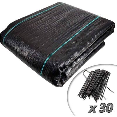 PAGNE Mulch cloth 2x10m with 30pcs fixing stakes PAGNE Mulch cloth 2x10m with 30pcs fixing stakes