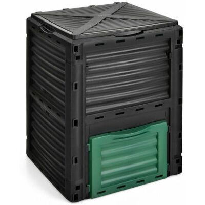 Costway - Outdoor Compost Bin 300L Fast Creation of Fertile Soil Aerating Box Costway - Outdoor Compost Bin 300L Fast Creation of Fertile Soil Aerating Box