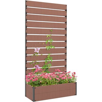 Outsunny - Raised Garden Bed with Trellis - Light Brown Outsunny - Raised Garden Bed with Trellis - Light Brown