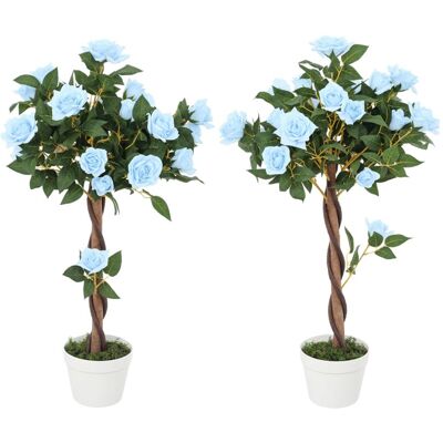 Outsunny - Rose Tree 90cm - Blue - Artificial Plant Outsunny - Rose Tree 90cm - Blue - Artificial Plant