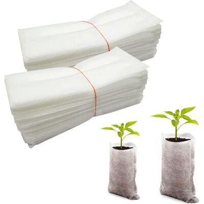 TEHTUY Pack of 100 biodegradable non-woven fabric planting bags, durable plant bags for plants, flowers, and gardens (18 x 22 cm) TEHTUY Pack of 100 biodegradable non-woven fabric planting bags, durable plant bags for plants, flowers, and gardens (18 x 22 cm)