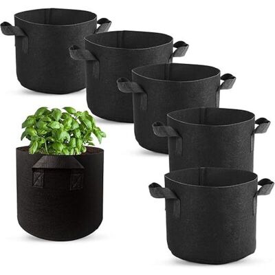 TEHTUY Pcs Planting Bags, Non-Woven Fabric Pots with Handles for Planting Potatoes, Tomatoes, Strawberries, Vegetables, Flowers and Other Plants (2 Gallons) TEHTUY Pcs Planting Bags, Non-Woven Fabric Pots with Handles for Planting Potatoes, Tomatoes, Strawberries, Vegetables, Flowers and Other Plants (2 Gallons)