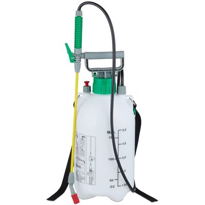 Relaxdays - Pressure Sprayer 5 Litres, Spraying Can, Hose & Watering Lance, Pump Action, Garden, Adjustable, White Relaxdays - Pressure Sprayer 5 Litres, Spraying Can, Hose & Watering Lance, Pump Action, Garden, Adjustable, White