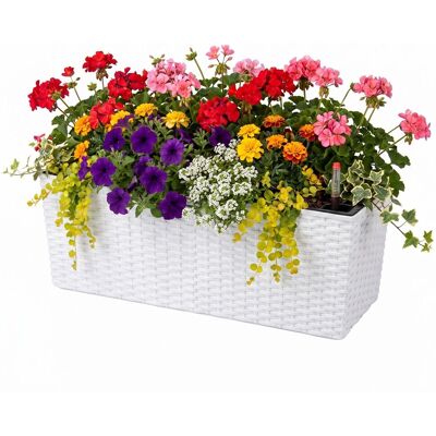 Relaxdays Balcony Planter, Self-watering, Hwd: 19x50x19 Cm, Railing Planter W/ Insert & Water Level Indicator, Pp, Black Relaxdays Balcony Planter, Self-watering, Hwd: 19x50x19 Cm, Railing Planter W/ Insert & Water Level Indicator, Pp, Black