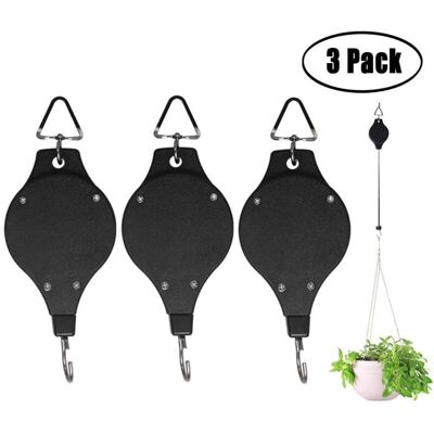 IKODM Plant Pulley Sturdy and Easy to Reach Retractable Plant Pulley Hanger for Hanging Flower Basket Hooks for Garden Baskets 3Pcs IKODM Plant Pulley Sturdy and Easy to Reach Retractable Plant Pulley Hanger for Hanging Flower Basket Hooks for Garden Baskets 3Pcs