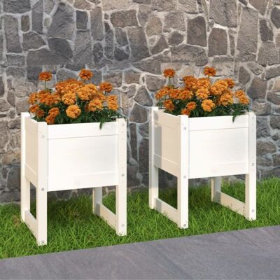 vidaXL 1/2x Solid Wood Pine Planter Raised Bed Flow - Planter vidaXL 1/2x Solid Wood Pine Planter Raised Bed Flow - Planter