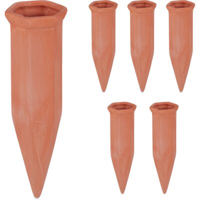 Relaxdays - Clay Watering Spikes, Set of 6, Stakes for 1.5 l Plastic Bottes, for Plant Pots & Balcony Beds, Terracotta Relaxdays - Clay Watering Spikes, Set of 6, Stakes for 1.5 l Plastic Bottes, for Plant Pots & Balcony Beds, Terracotta