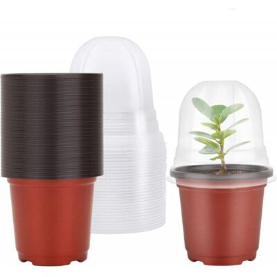TEHTUY Seedling pots with lids and drainage holes, flower plant containers, for transplanting flower plant seedlings, pack of 10 TEHTUY Seedling pots with lids and drainage holes, flower plant containers, for transplanting flower plant seedlings, pack of 10