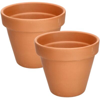 Tinor - Set of 2 terracotta flower pots - 17 cm - with rim - for indoor and garden use Tinor - Set of 2 terracotta flower pots - 17 cm - with rim - for indoor and garden use