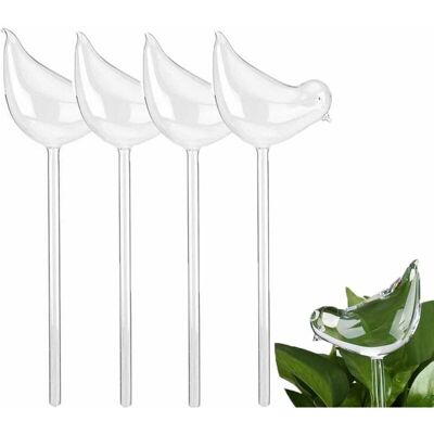 Dewdat - Set of 4 Hand Blown Bird Shaped Self Watering Globes Made of Durable Clear Glass(25X11cm) Dewdat - Set of 4 Hand Blown Bird Shaped Self Watering Globes Made of Durable Clear Glass(25X11cm)