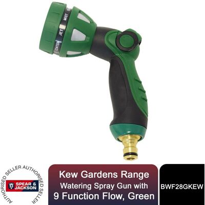 Spear & Jackson Watering Spray Gun - 9 Function Flow - Green Spear & Jackson Watering Spray Gun - 9 Function Flow - Green