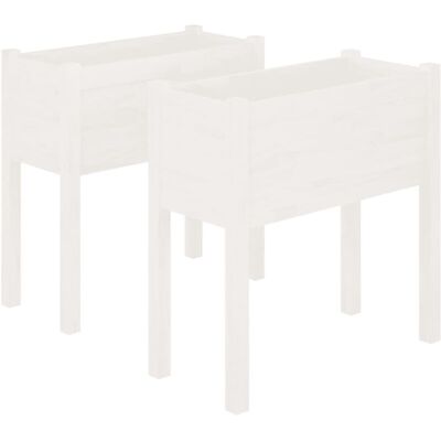 vidaXL White Pinewood Garden Planter Set - 2 pcs, 70x31x70 cm vidaXL White Pinewood Garden Planter Set - 2 pcs, 70x31x70 cm