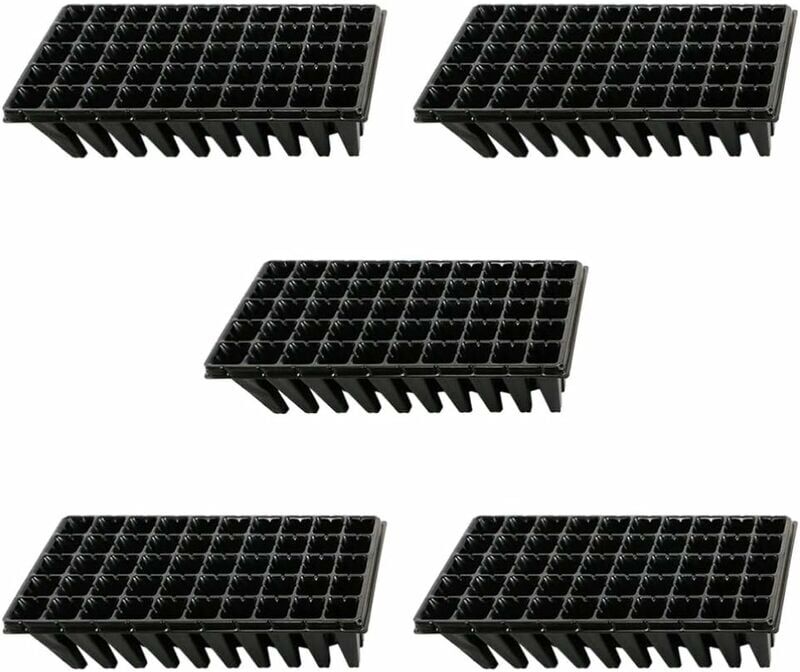 BRIDAY 5Pcs Plant Grow Trays 50 Cell Seedling Starter Trays for Seed Germination and Seedling Plastic Propagation Tray Black