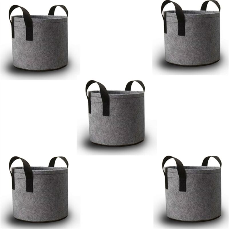 TLILY Gray Heavy Duty Fabric Pots, Vegetable/Flower/Plant Grow Bags, Thickened Non-Woven Pots with Handles (5 Gallons)