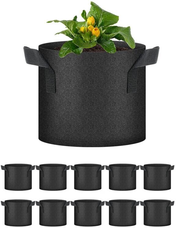 TLILY Plant Grow Bags 5 Gallon Tomato Planter Pots 6-Pack with Handles,Non Woven Fabric Gardening Planter for Vegetable b