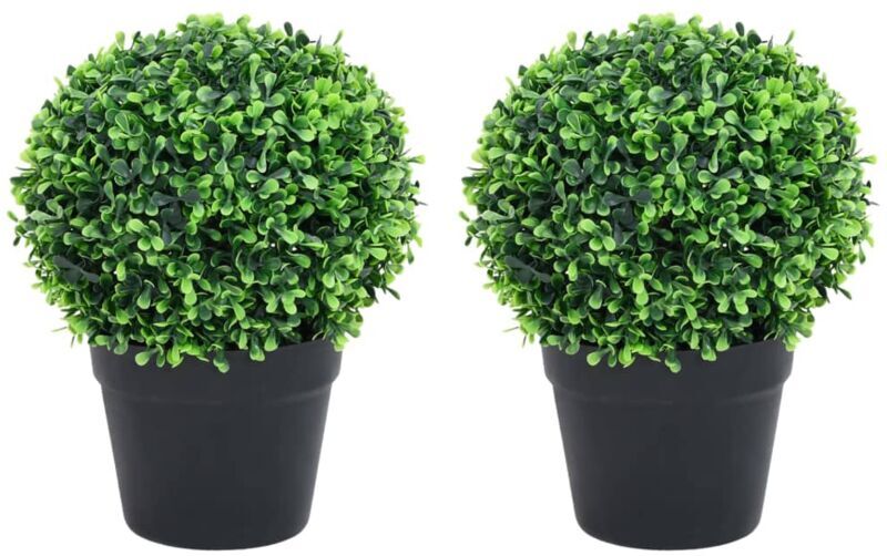 Vidaxl - Artificial Boxwood Plants 2 pcs with Pots Ball Shaped Green 37 cm