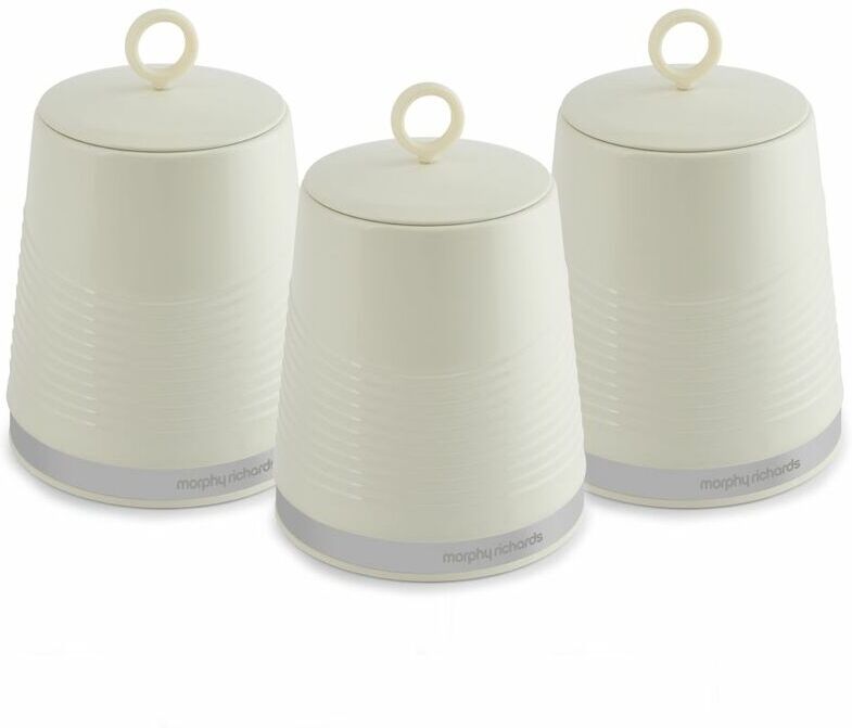 Richards 976006 Dune Kitchen Storage, Tea Coffee Sugar Set of 3 Canisters, Ivory Cream, 1 - Morphy