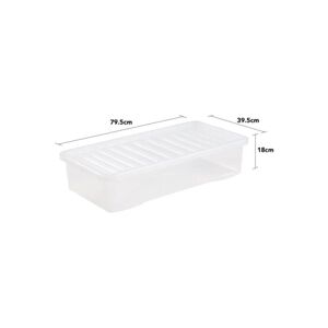 VISS 1 Box, 42 Litre Underbed) Clear Plastic Storage Boxes With Black Lids Home
