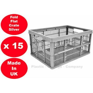 VISS 15 x 32 litre foldable crate plastic storage box basket crate flat good for cars