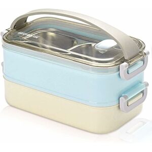 TINOR 2 Layers Stainless Steel Lunch Box Portable Thermal Bento Boxes Insulated Lunch Box Insulated Lunch Box Food Storage Containers for School Office