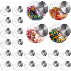 Storage Glass Jars Set of 24, 1.5 l, Candy, Flour, Sugar, Pasta, Cereal, Stainless Steel Lid, Transparent - Relaxdays