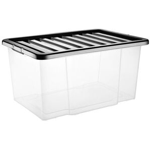 Viss - 3 x 50 litre plastic storage box, quality container with black lid