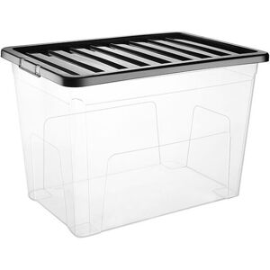 VISS 3 x 80 litre plastic storage box - quality container clear with black