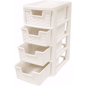 VISS 4 Drawer Small Cream Rattan Plastic Storage Unit