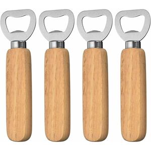 Denuotop - 4 Pcs Wooden Handle Beer Bottle Opener Personalised Bottle Opener for Bottle Cap Tools,Beer Gift for Men