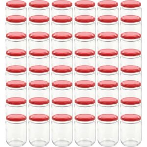 Glass Jam Jars with Red Lid 48 pcs 230 ml Vidaxl Red