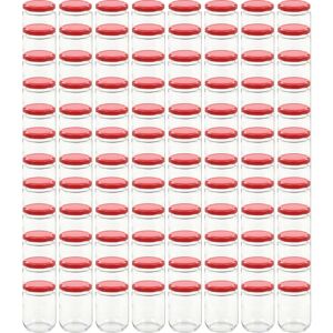 Glass Jam Jars with Red Lid 96 pcs 230 ml Vidaxl Red